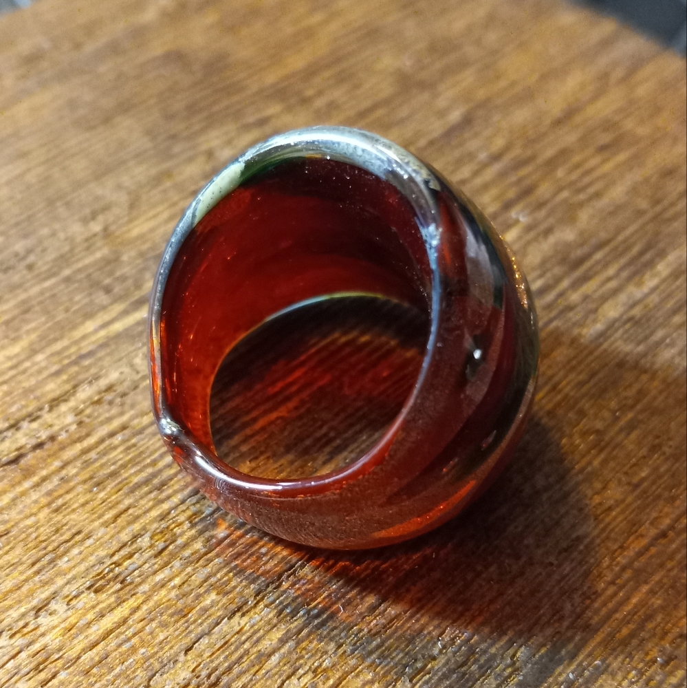 Hand Blown Multi Colored Glass Ring - image 4